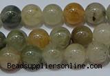 CRU902 15.5 inches 8mm round green rutilated quartz beads wholesale