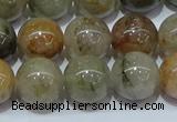 CRU904 15.5 inches 12mm round green rutilated quartz beads wholesale