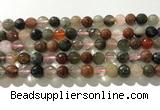 CRU912 15.5 inches 8mm faceted round mixed rutilated quartz beads