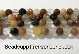 CRU914 15.5 inches 11mm faceted round mixed rutilated quartz beads