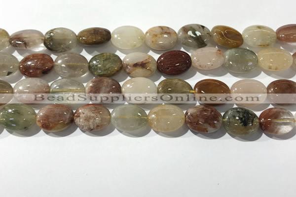 CRU922 15.5 inches 12*16mm oval mixed rutilated quartz beads wholesale