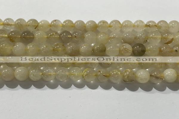 CRU927 15.5 inches 7mm round golden rutilated quartz beads wholesale