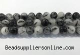 CRU933 15.5 inches 16mm round black rutilated quartz beads wholesale