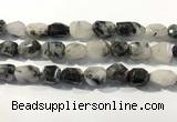 CRU940 12*18mm - 18*25mm faceted nuggets black rutilated quartz beads