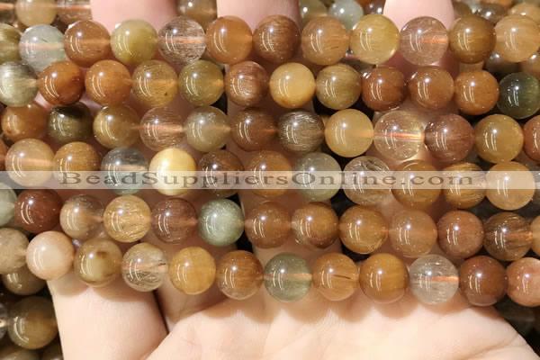 CRU948 15.5 inches 8mm round mixed rutilated quartz beads