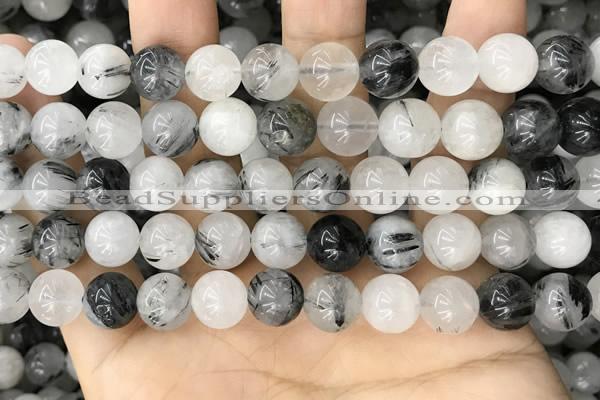 CRU963 15.5 inches 10mm round black rutilated quartz beads