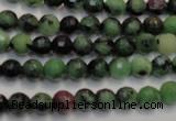 CRZ105 15.5 inches 6mm faceted round ruby zoisite gemstone beads