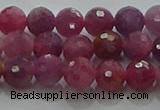 CRZ1121 15.5 inches 5mm faceted round natural ruby gemstone beads