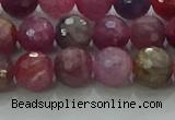 CRZ1123 15.5 inches 7mm faceted round natural ruby gemstone beads