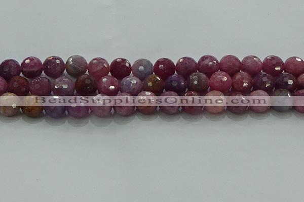 CRZ1126 15.5 inches 10mm faceted round natural ruby gemstone beads