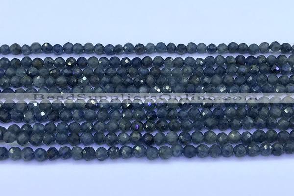 CRZ1173 15 inches 4mm faceted round sapphire beads