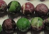 CRZ359 15.5 inches 15mm faceted round natural ruby zoisite beads