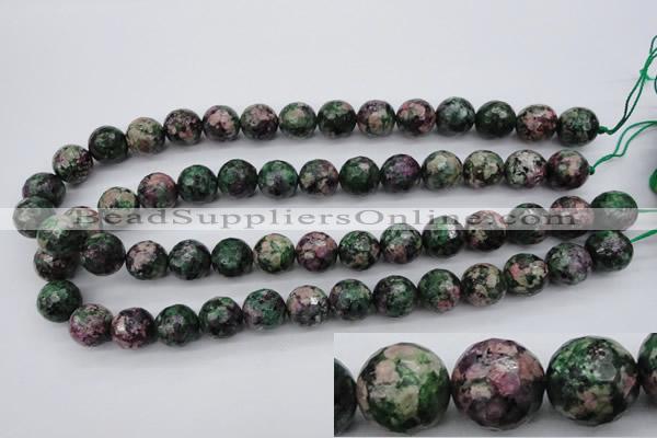 CRZ552 15.5 inches 13mm faceted round Chinese ruby zoisite beads