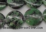 CRZ57 15.5 inches 22mm flat round ruby zoisite gemstone beads