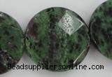 CRZ718 15 inches 30mm faceted coin ruby zoisite gemstone beads