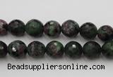 CRZ740 15.5 inches 9mm faceted round ruby zoisite gemstone beads