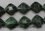 CRZ75 15.5 inches 14*14mm faceted diamond ruby zoisite gemstone beads