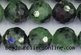 CRZ789 15 inches 8mm faceted round ruby zoisite beads