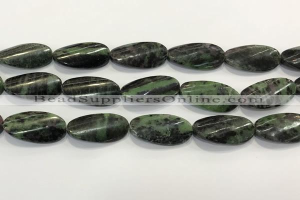 CRZ797 15.5 inches 15*30mm twisted oval ruby zoisite gemstone beads