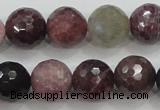 CRZ808 15.5 inches 12mm faceted round natural ruby sapphire beads