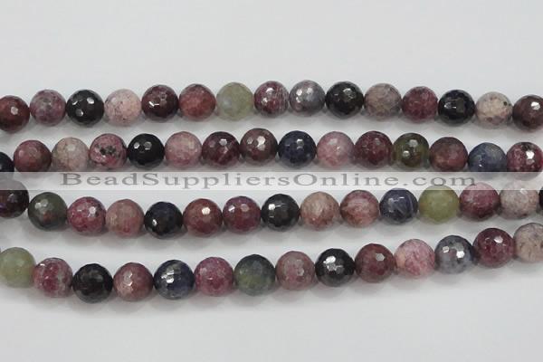 CRZ808 15.5 inches 12mm faceted round natural ruby sapphire beads