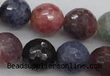 CRZ883 15.5 inches 10mm faceted round natural ruby sapphire beads