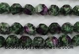 CRZ902 15.5 inches 8mm faceted nuggets Chinese ruby zoisite beads