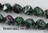 CRZ903 15.5 inches 10mm faceted nuggets Chinese ruby zoisite beads