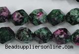 CRZ904 15.5 inches 12mm faceted nuggets Chinese ruby zoisite beads