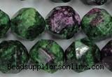 CRZ906 15.5 inches 16mm faceted nuggets Chinese ruby zoisite beads