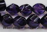 CSA11 15.5 inches 12*15mm twisted rice synthetic amethyst beads