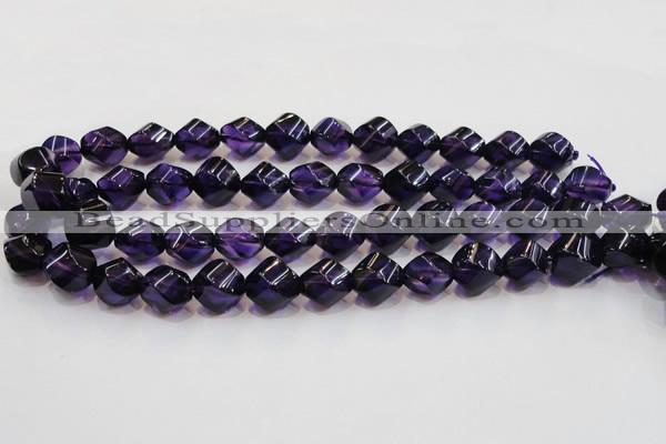 CSA11 15.5 inches 12*15mm twisted rice synthetic amethyst beads