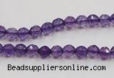 CSA12 15.5 inches 4mm faceted round synthetic amethyst beads