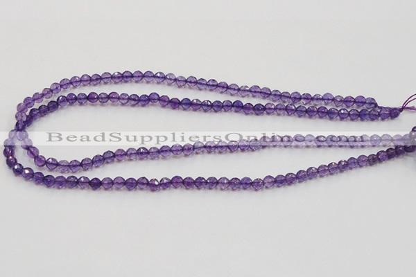 CSA12 15.5 inches 4mm faceted round synthetic amethyst beads