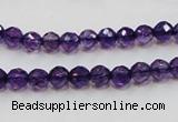 CSA14 15.5 inches 6mm faceted round synthetic amethyst beads