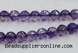 CSA15 15.5 inches 7mm faceted round synthetic amethyst beads