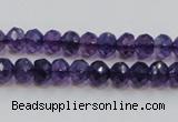 CSA20 15.5 inches 6*8mm faceted rondelle synthetic amethyst beads