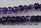 CSA21 15.5 inches 6*10mm faceted rondelle synthetic amethyst beads