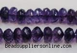 CSA22 15.5 inches 7*12mm faceted rondelle synthetic amethyst beads