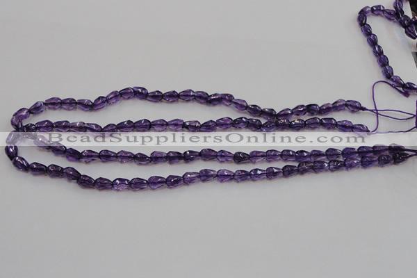 CSA24 15.5 inches 6*8mm faceted teardrop synthetic amethyst beads