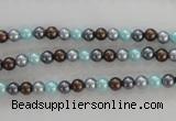 CSB1000 15.5 inches 4mm round mixed color shell pearl beads