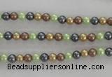 CSB1001 15.5 inches 4mm round mixed color shell pearl beads