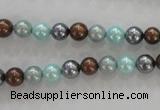 CSB1013 15.5 inches 6mm round mixed color shell pearl beads