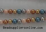 CSB1015 15.5 inches 6mm round mixed color shell pearl beads