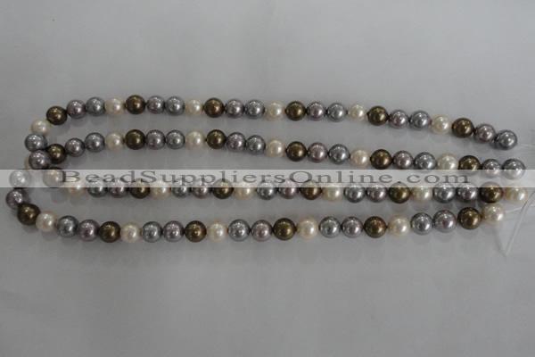 CSB1031 15.5 inches 8mm round mixed color shell pearl beads