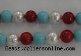 CSB1033 15.5 inches 8mm round mixed color shell pearl beads