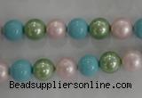 CSB1034 15.5 inches 8mm round mixed color shell pearl beads