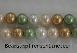 CSB1043 15.5 inches 8mm round mixed color shell pearl beads