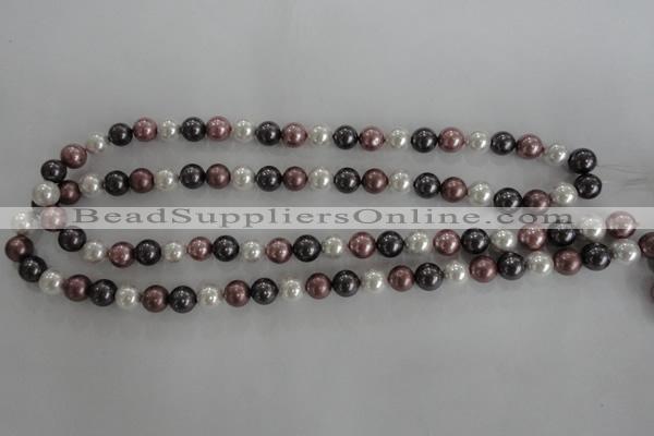 CSB1045 15.5 inches 8mm round mixed color shell pearl beads