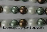 CSB1055 15.5 inches 10mm round mixed color shell pearl beads